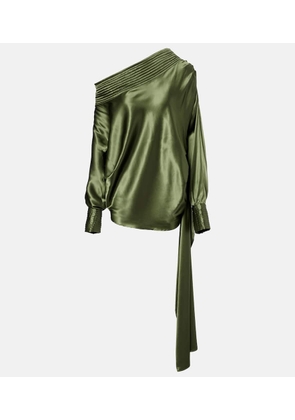 Dries Van Noten Asymmetric draped silk-blend satin top