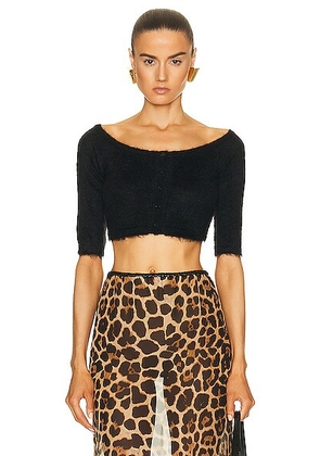 Saint Laurent Cropped Short Sleeve Cardigan in Noir - Black. Size XL (also in ).