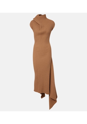 Victoria Beckham Draped ribbed-knit wool-blend maxi dress