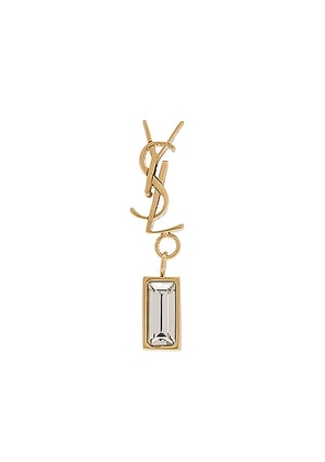 Saint Laurent YSL Single Earring in Dore & Crystal - Metallic Gold. Size all.