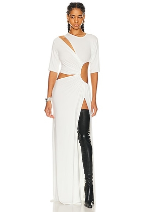 Sid Neigum Gathered Slit Maxi Dress in White - White. Size L (also in M, S, XS).