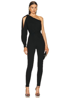 Saint Laurent Jersey One Shoulder Jumpsuit in Noir - Black. Size 1 (also in ).
