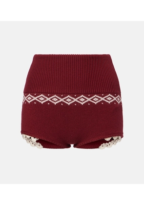 Magda Butrym Lace-trimmed wool jacquard shorts