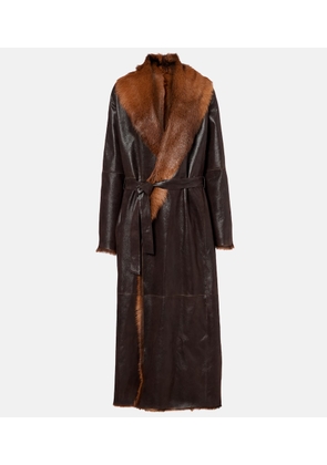 Magda Butrym Shearling-lined leather wrap coat