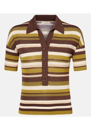 Faithfull Striped cotton-blend polo shirt