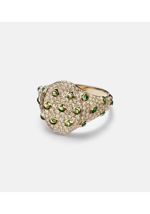 Yvonne Leon 9kt gold ring with grey diamonds and tsavorites