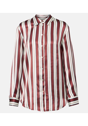 Asceno Striped silk satin pajama shirt