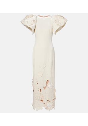 Leo Lin Lucina floral-applique velvet maxi dress