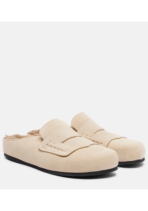 Jacquemus Shearling-lined suede mules