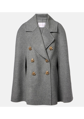 Carolina Herrera Double-breasted melange virgin wool cape