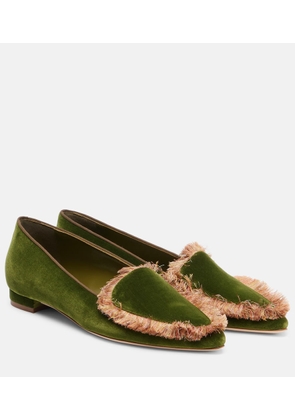Manolo Blahnik Agofran fringed velvet loafers