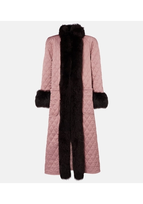 Chloe Quilted shearling-trimmed satin coat