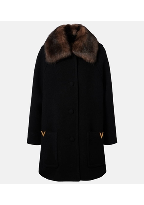 Valentino Shearling-trimmed virgin wool coat