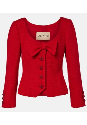 Valentino Bow-detail cropped wool-blend tweed jacket
