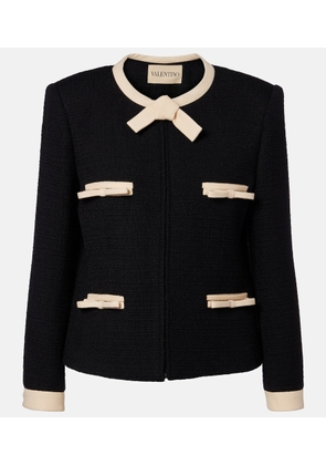 Valentino Bow-detail wool-blend tweed jacket