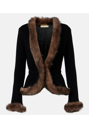 Valentino Shearling-trimmed cashmere jacket