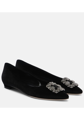 Manolo Blahnik Hangisi embellished velvet ballet flats