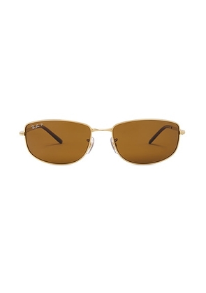Ray-Ban RB3732 Polarized Oval Sunglasses in Brown - Brown. Size all.