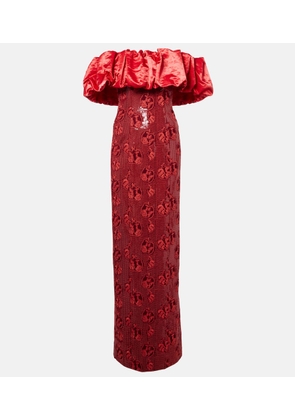 Markarian Rowan sequined off-shoulder bustier gown