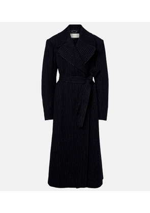 Dries Van Noten Belted pinstriped wool coat