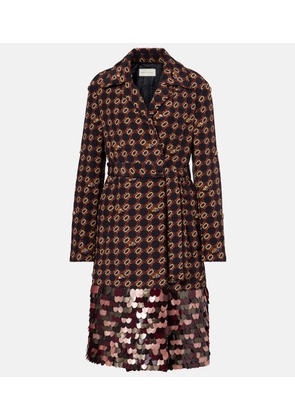 Dries Van Noten Sequined silk wrap coat