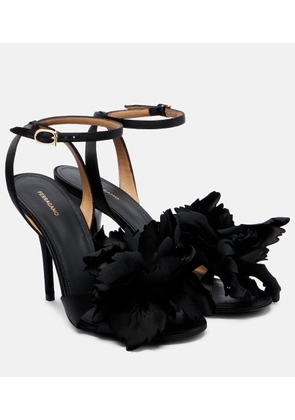 Ferragamo Ghilly 95 floral-applique satin sandals