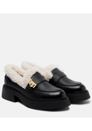 Ferragamo Caminia shearling-trimmed leather loafers