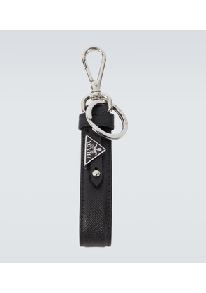 Prada Saffiano logo leather keychain