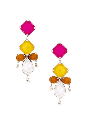 Saint Laurent Baroque Earrings in Argent Oxyde Fuchsia - Orange. Size all.