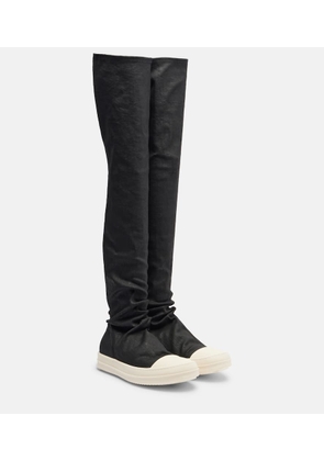 Rick Owens Coated denim over-the-knee boots