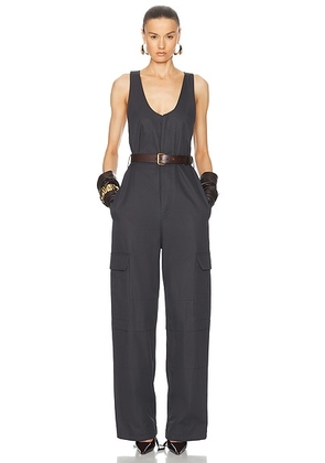 Saint Laurent Sleeveless Jumpsuit in Gris Fonce - Grey. Size 40 (also in 42).