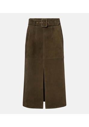 Veronica Beard Alexie belted suede midi skirt