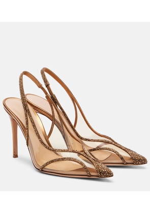 Gianvito Rossi Diana 95 leather-trimmed PU slingback pumps