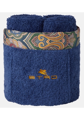 Etro Giano set of 4 cotton face towels and basket
