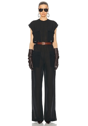 Saint Laurent Cap Sleeve Jumpsuit in Noir - Black. Size 36 (also in 38, 40).