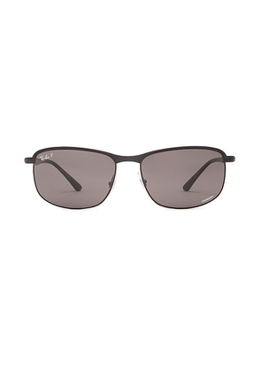 Ray-Ban Chromance Rectangular Sunglasses in Black - Black. Size all.