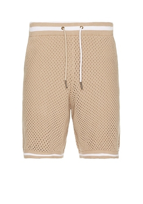 SEROYA Logan Short in Beige & White - Brown. Size S (also in ).