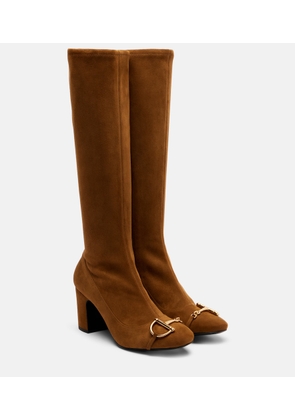 Gucci Alfa Horsebit 75 suede knee-high boots