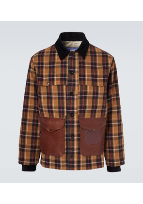 Junya Watanabe Checked leather-trimmed cotton jacket
