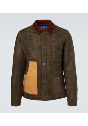 Junya Watanabe Checked leather-trimmed wool jacket