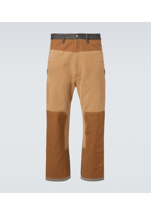 Junya Watanabe Patchwork denim and suede straight pants