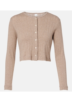 Leset Cropped pointelle cotton cardigan