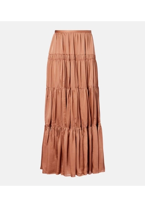 Ulla Johnson Gaelle tiered silk satin maxi skirt
