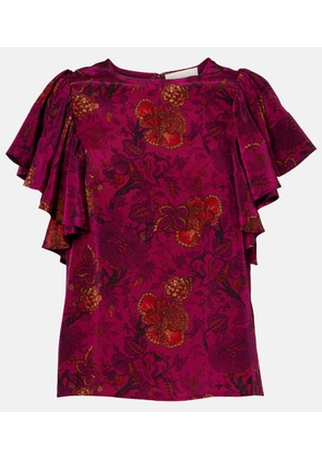 Ulla Johnson Lena floral silk crepe de chine top
