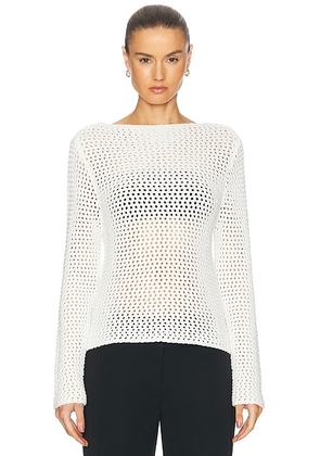 St. Agni Cotton Crochet Jumper in Off White - White. Size L (also in ).
