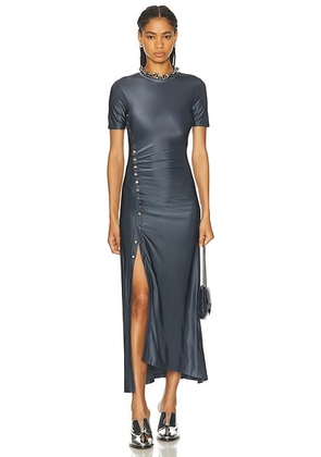 RABANNE Robe Long Dress in Ardoise - Navy. Size 36 (also in ).