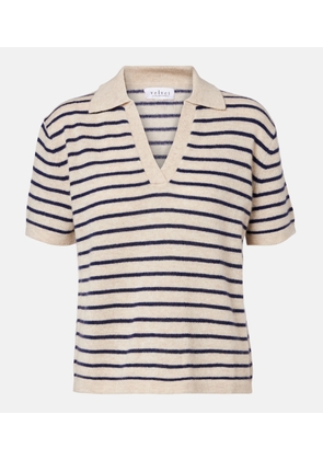 Velvet Striped cashmere polo sweater