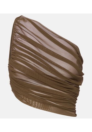 Norma Kamali Diana ruched asymmetric crop top