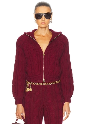 Rowen Rose Short Knit Cardigan in Bordeaux - Wine. Size L (also in ).