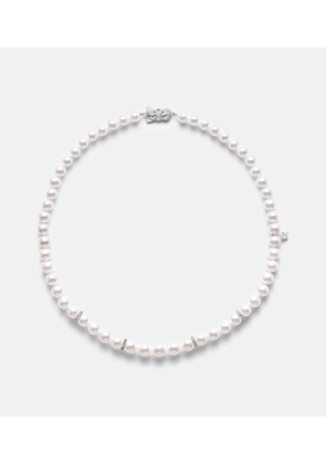 Mikimoto 18kt white gold necklace with pearls and diamonds